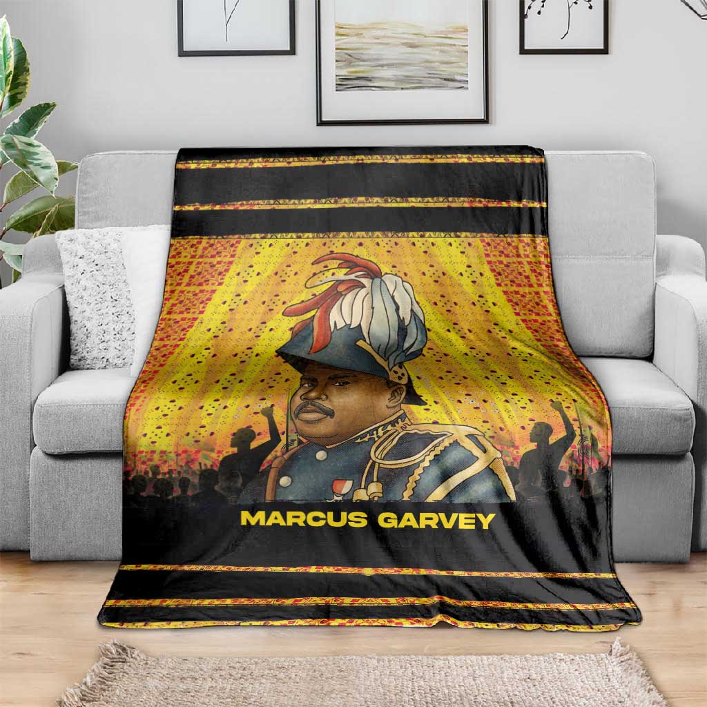 Marcus Garvey Blanket Yellow African Pattern Design Pan African Flag Civil Rights Movement Tribute - Wonder Print Shop
