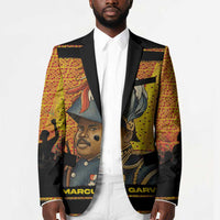 Marcus Garvey Blazer Yellow African Pattern Design Pan African Flag Civil Rights Movement Tribute - Wonder Print Shop