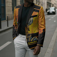 Marcus Garvey Blazer Yellow African Pattern Design Pan African Flag Civil Rights Movement Tribute - Wonder Print Shop