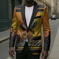 Marcus Garvey Blazer Yellow African Pattern Design Pan African Flag Civil Rights Movement Tribute - Wonder Print Shop