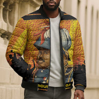 Marcus Garvey Bomber Puffer Jacket Yellow African Pattern Design Pan African Flag Civil Rights Movement Tribute - Wonder Print Shop