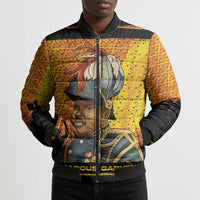 Marcus Garvey Bomber Puffer Jacket Yellow African Pattern Design Pan African Flag Civil Rights Movement Tribute - Wonder Print Shop