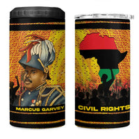 Marcus Garvey 4 in 1 Can Cooler Tumbler Yellow African Pattern Design Pan African Flag Civil Rights Movement Tribute - Wonder Print Shop