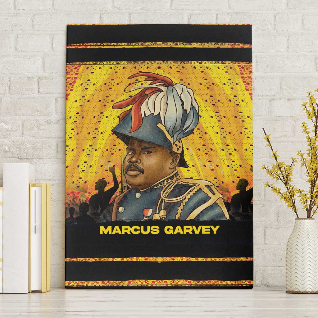 Marcus Garvey Canvas Wall Art Yellow African Pattern Design Pan African Flag Civil Rights Movement Tribute - Wonder Print Shop