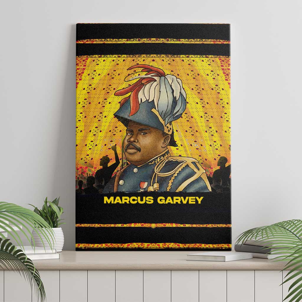 Marcus Garvey Canvas Wall Art Yellow African Pattern Design Pan African Flag Civil Rights Movement Tribute - Wonder Print Shop