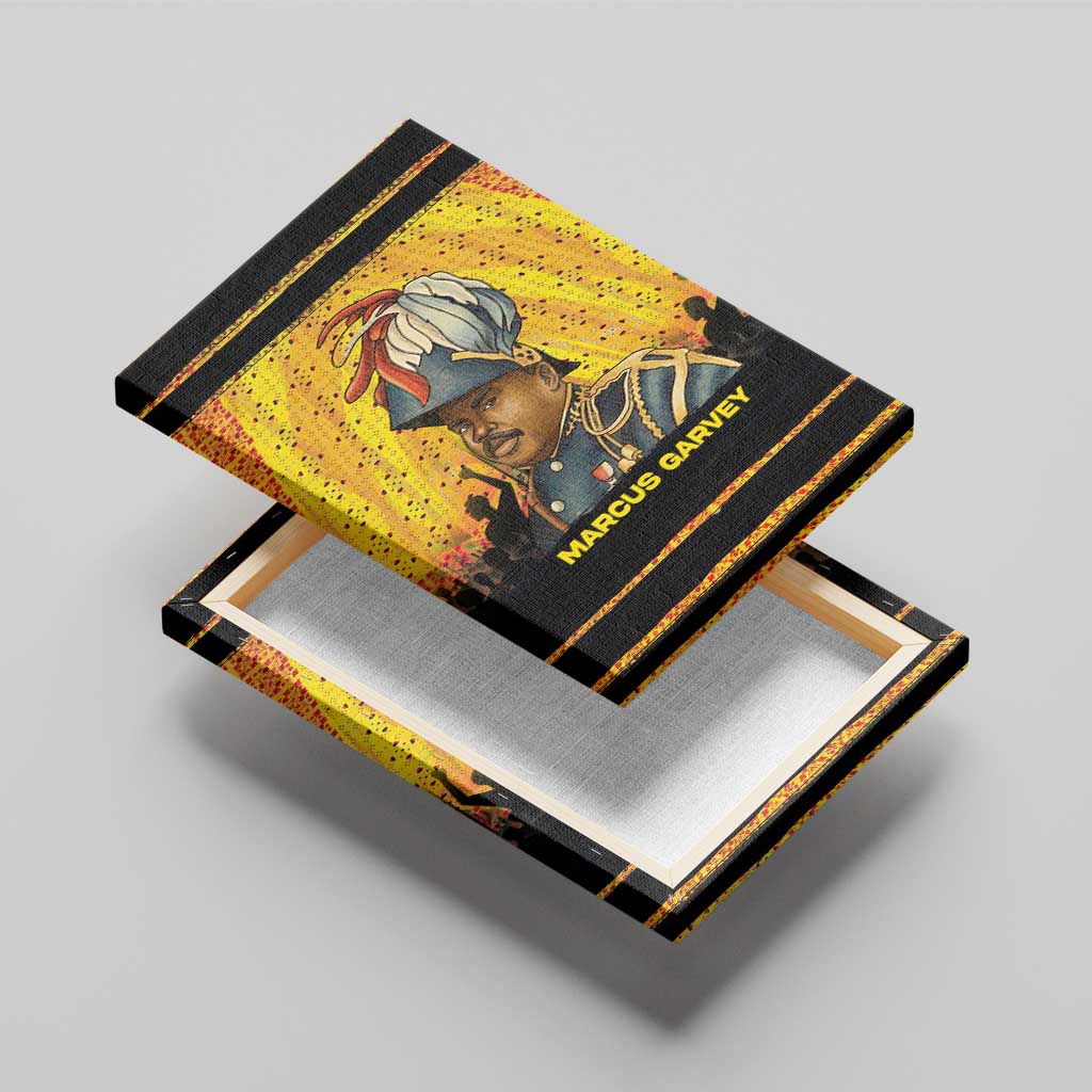 Marcus Garvey Canvas Wall Art Yellow African Pattern Design Pan African Flag Civil Rights Movement Tribute - Wonder Print Shop