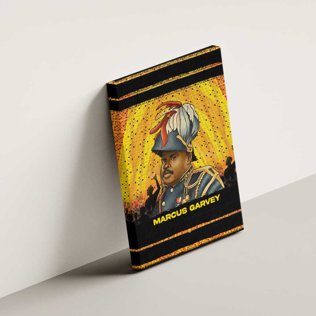 Marcus Garvey Canvas Wall Art Yellow African Pattern Design Pan African Flag Civil Rights Movement Tribute - Wonder Print Shop