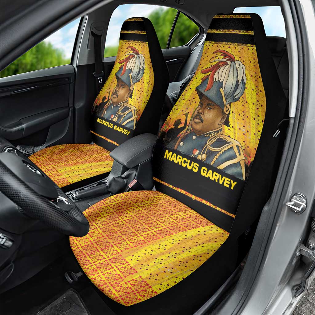 Marcus Garvey Car Seat Cover Yellow African Pattern Design Pan African Flag Civil Rights Movement Tribute - Wonder Print Shop