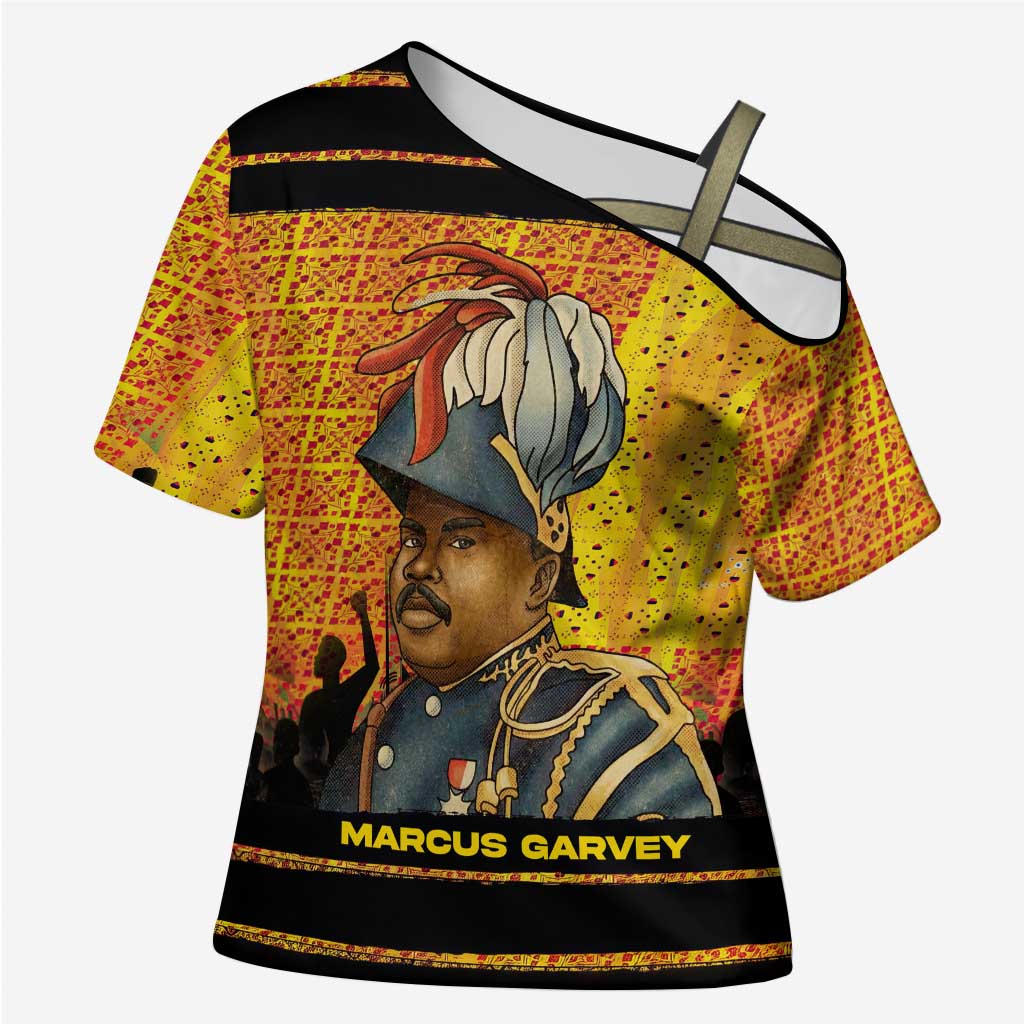 Marcus Garvey Cross Shoulder Shirt Yellow African Pattern Design Pan African Flag Civil Rights Movement Tribute - Wonder Print Shop