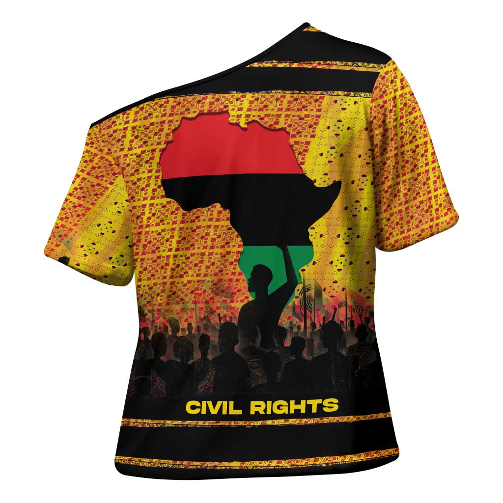 Marcus Garvey Cross Shoulder Shirt Yellow African Pattern Design Pan African Flag Civil Rights Movement Tribute - Wonder Print Shop