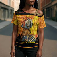 Marcus Garvey Cross Shoulder Shirt Yellow African Pattern Design Pan African Flag Civil Rights Movement Tribute - Wonder Print Shop