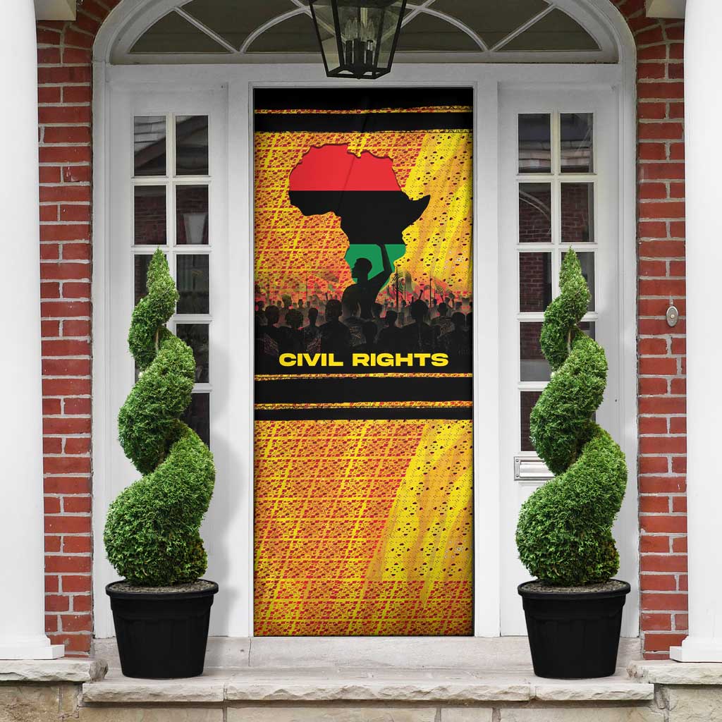 Marcus Garvey Door Cover Yellow African Pattern Design Pan African Flag Civil Rights Movement Tribute - Wonder Print Shop