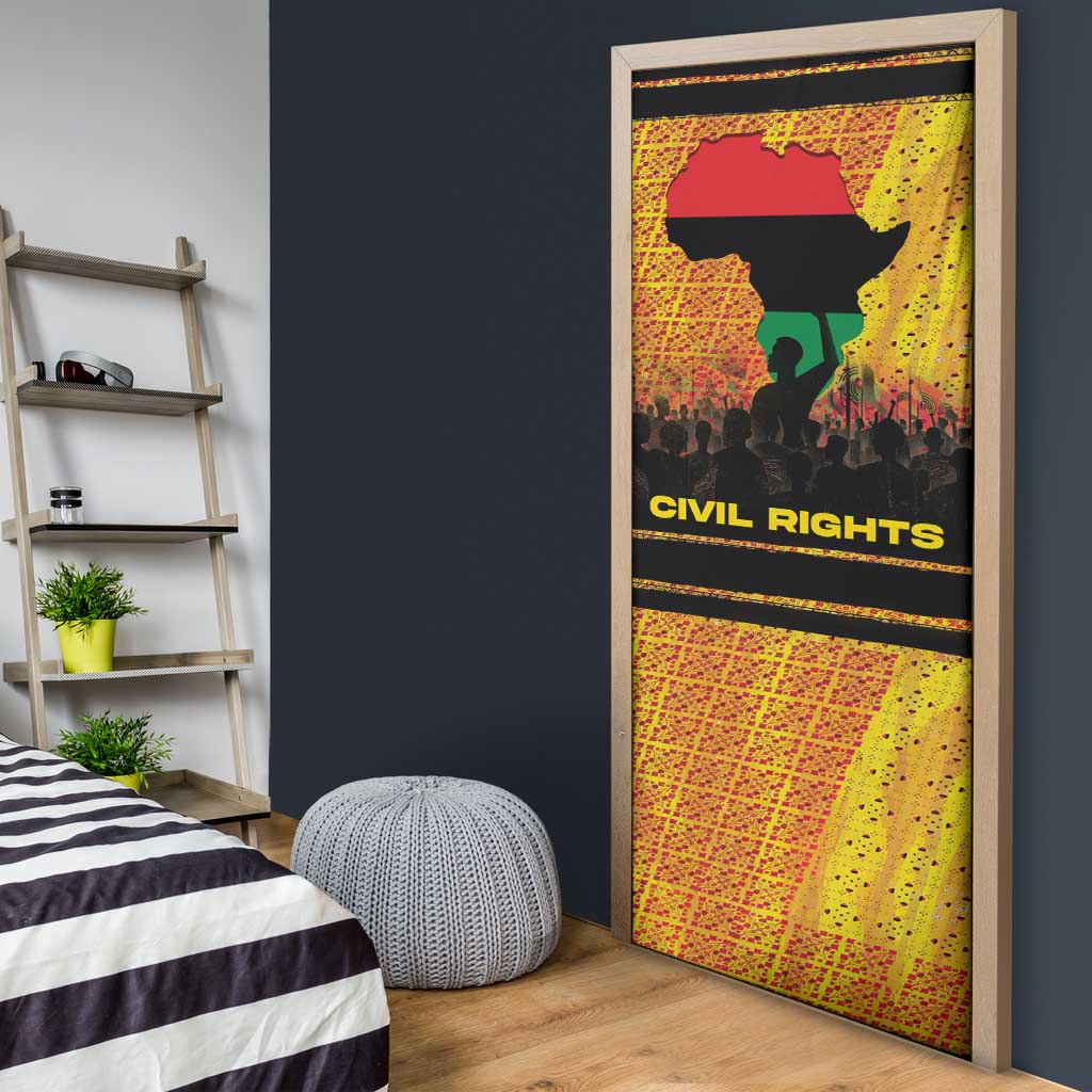 Marcus Garvey Door Cover Yellow African Pattern Design Pan African Flag Civil Rights Movement Tribute - Wonder Print Shop