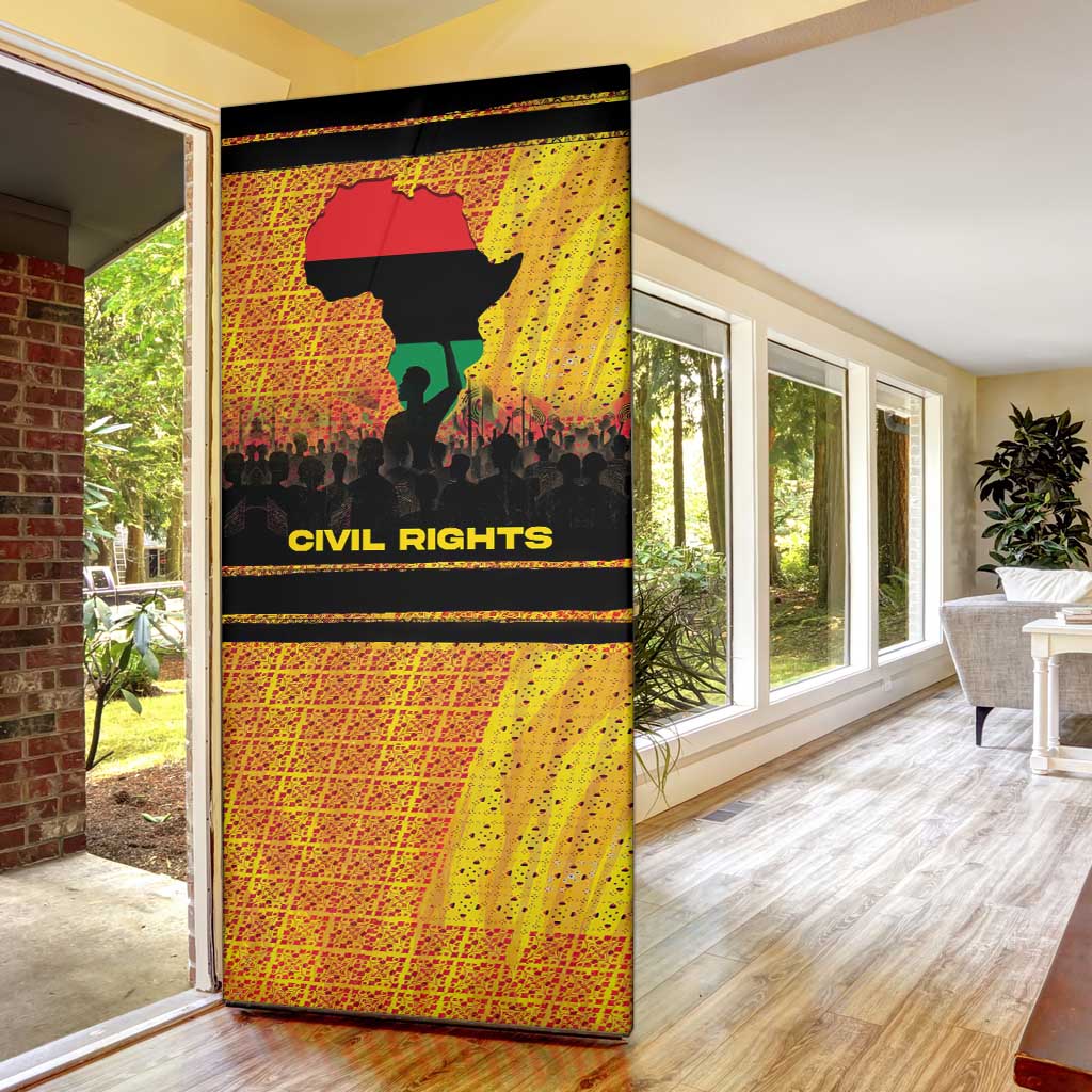 Marcus Garvey Door Cover Yellow African Pattern Design Pan African Flag Civil Rights Movement Tribute - Wonder Print Shop