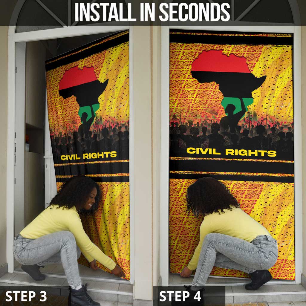 Marcus Garvey Door Cover Yellow African Pattern Design Pan African Flag Civil Rights Movement Tribute - Wonder Print Shop