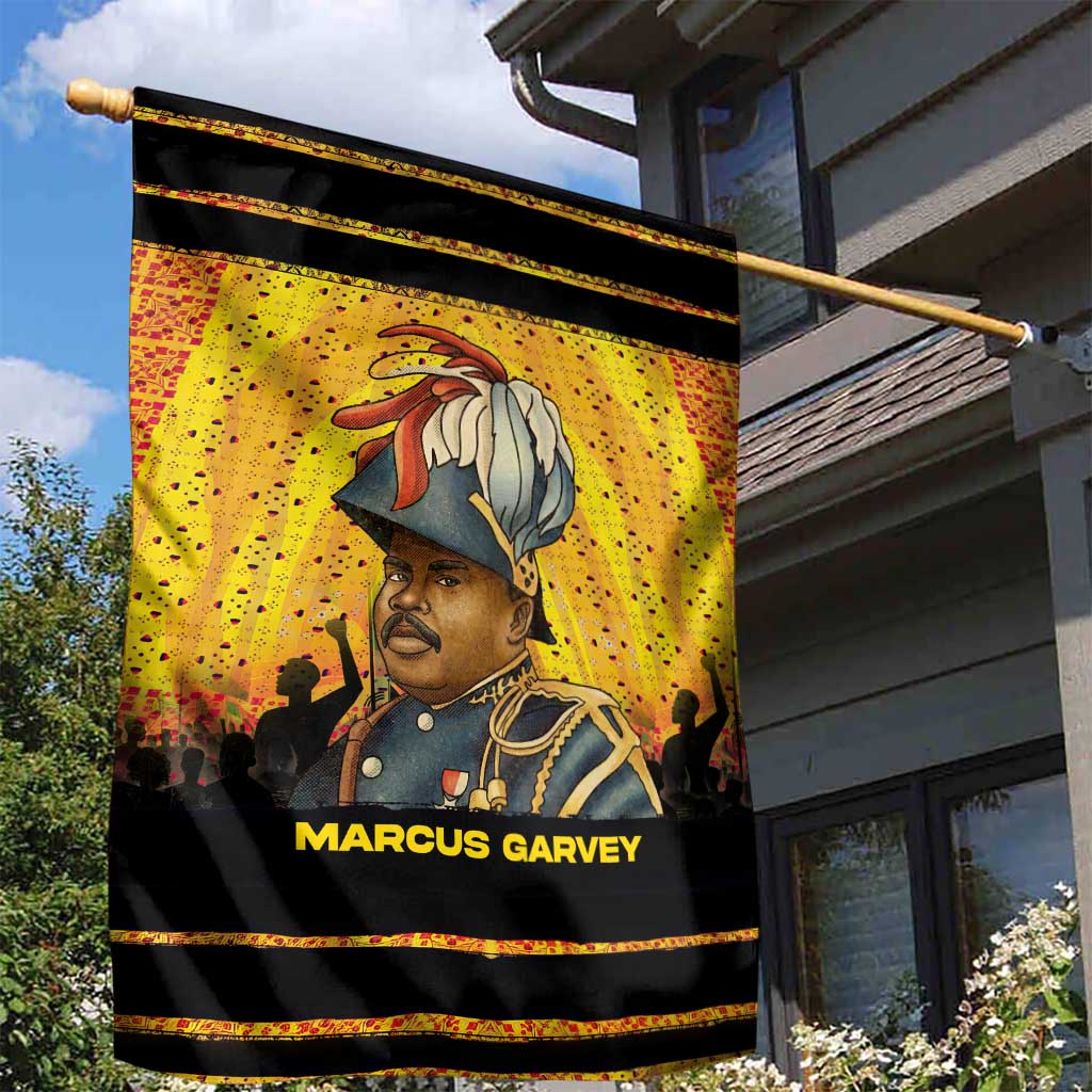 Marcus Garvey Garden Flag Yellow African Pattern Design Pan African Flag Civil Rights Movement Tribute - Wonder Print Shop