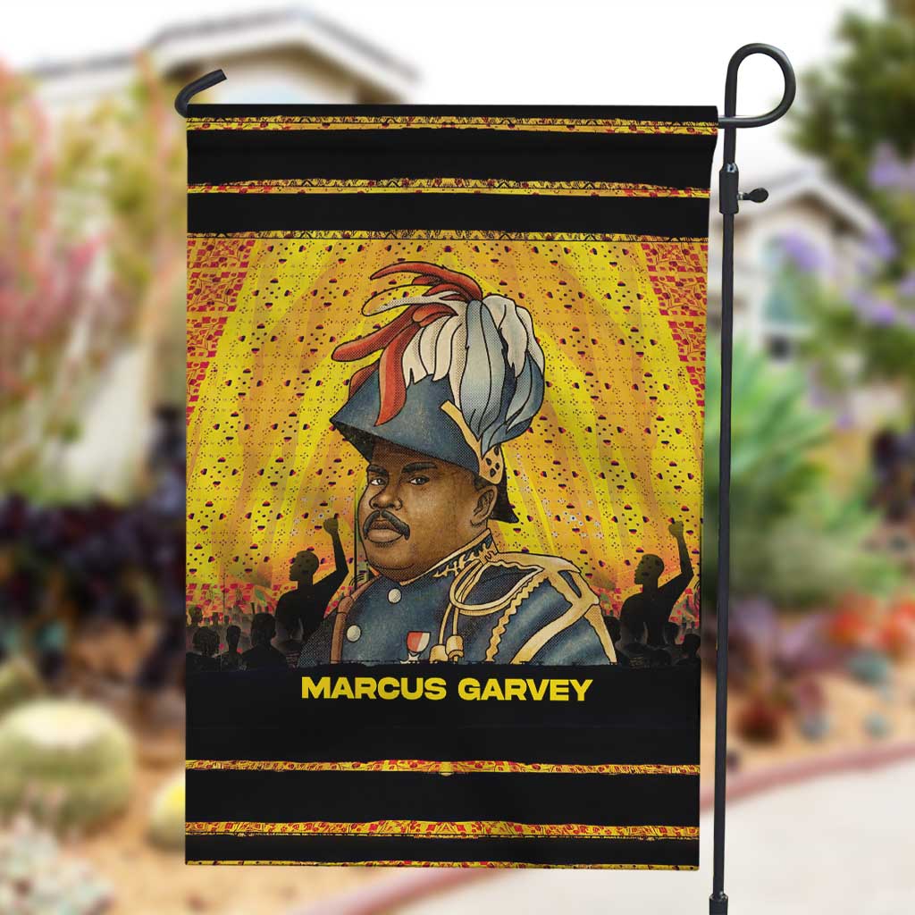 Marcus Garvey Garden Flag Yellow African Pattern Design Pan African Flag Civil Rights Movement Tribute - Wonder Print Shop