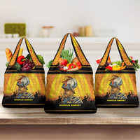 Marcus Garvey Grocery Bag Yellow African Pattern Design Pan African Flag Civil Rights Movement Tribute - Wonder Print Shop
