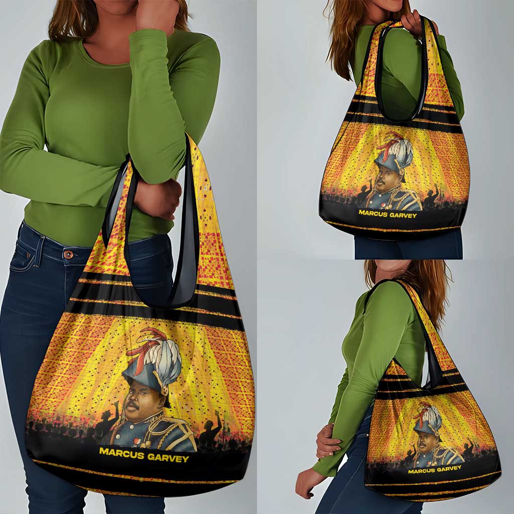 Marcus Garvey Grocery Bag Yellow African Pattern Design Pan African Flag Civil Rights Movement Tribute - Wonder Print Shop