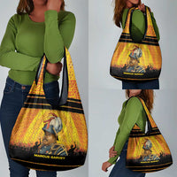 Marcus Garvey Grocery Bag Yellow African Pattern Design Pan African Flag Civil Rights Movement Tribute - Wonder Print Shop