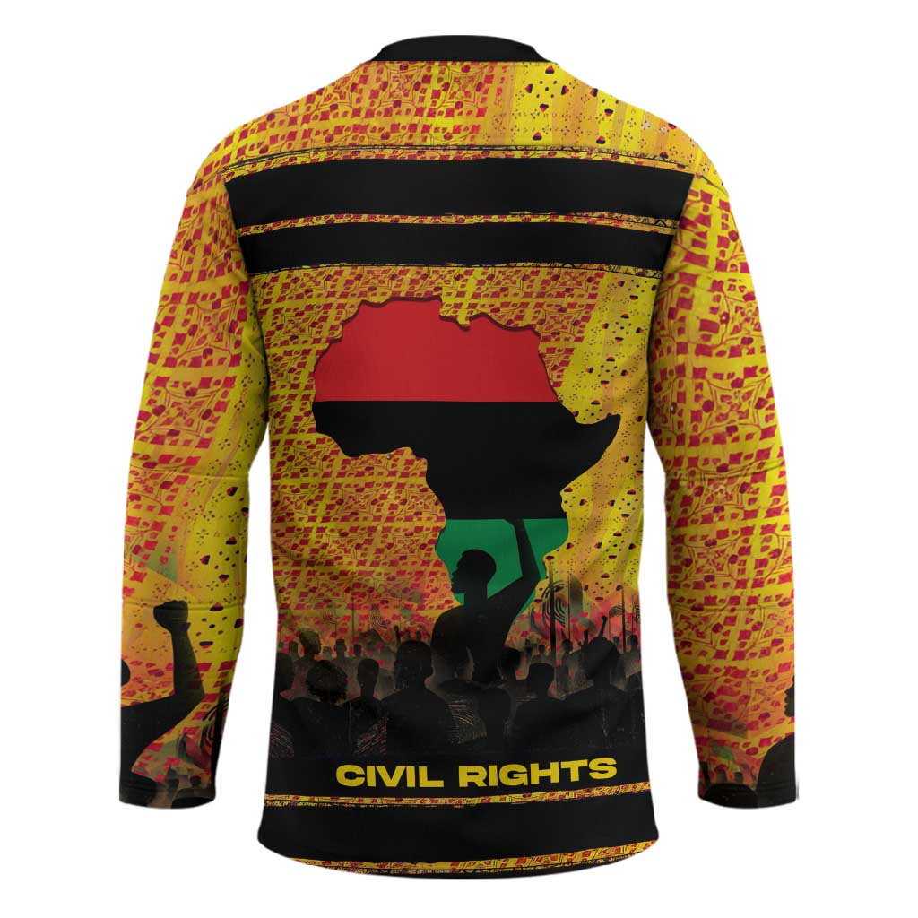 Marcus Garvey Hockey Jersey Yellow African Pattern Design Pan African Flag Civil Rights Movement Tribute - Wonder Print Shop