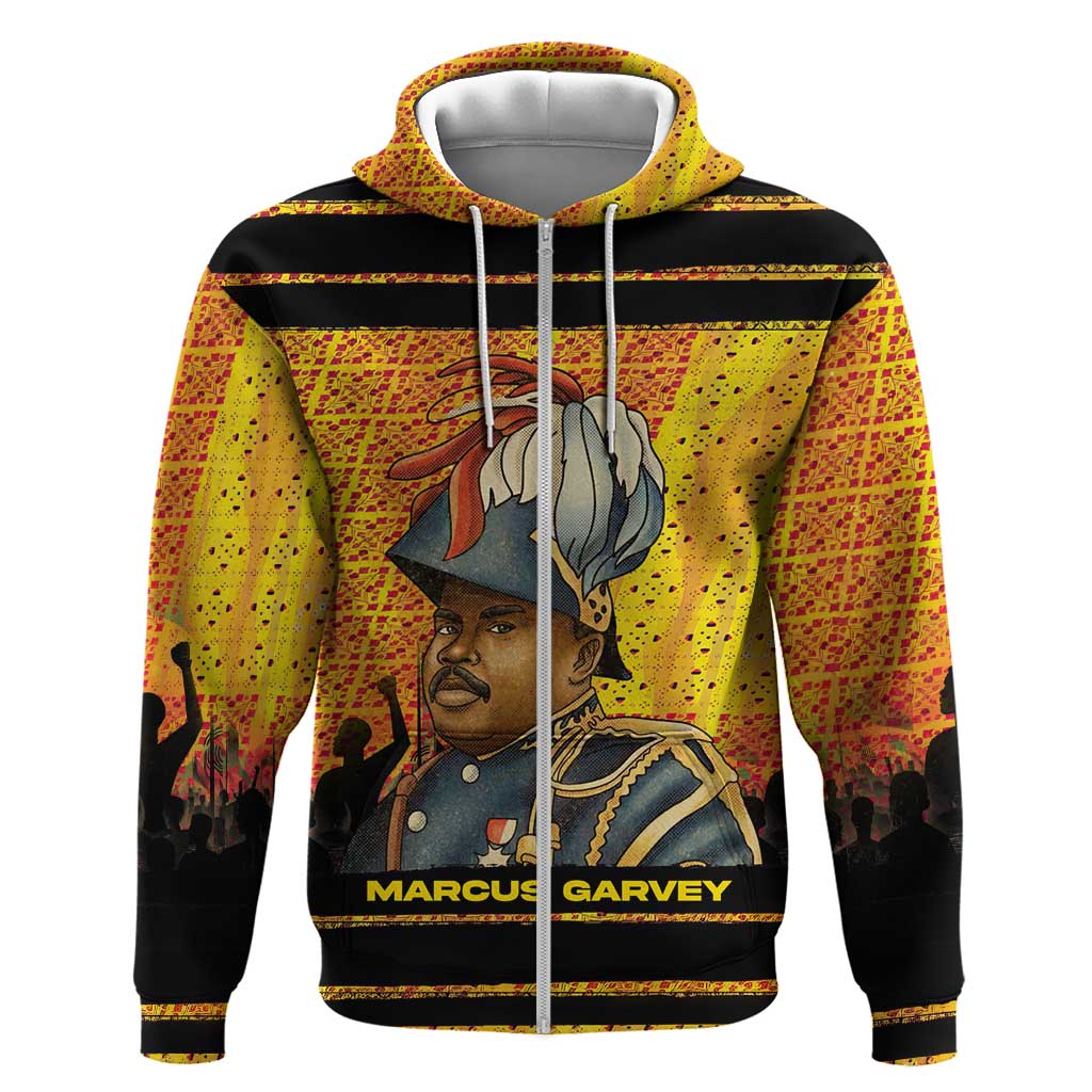Marcus Garvey Hoodie Yellow African Pattern Design Pan African Flag Civil Rights Movement Tribute - Wonder Print Shop
