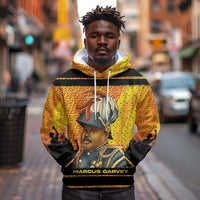 Marcus Garvey Hoodie Yellow African Pattern Design Pan African Flag Civil Rights Movement Tribute - Wonder Print Shop
