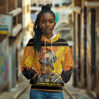 Marcus Garvey Hoodie Yellow African Pattern Design Pan African Flag Civil Rights Movement Tribute - Wonder Print Shop