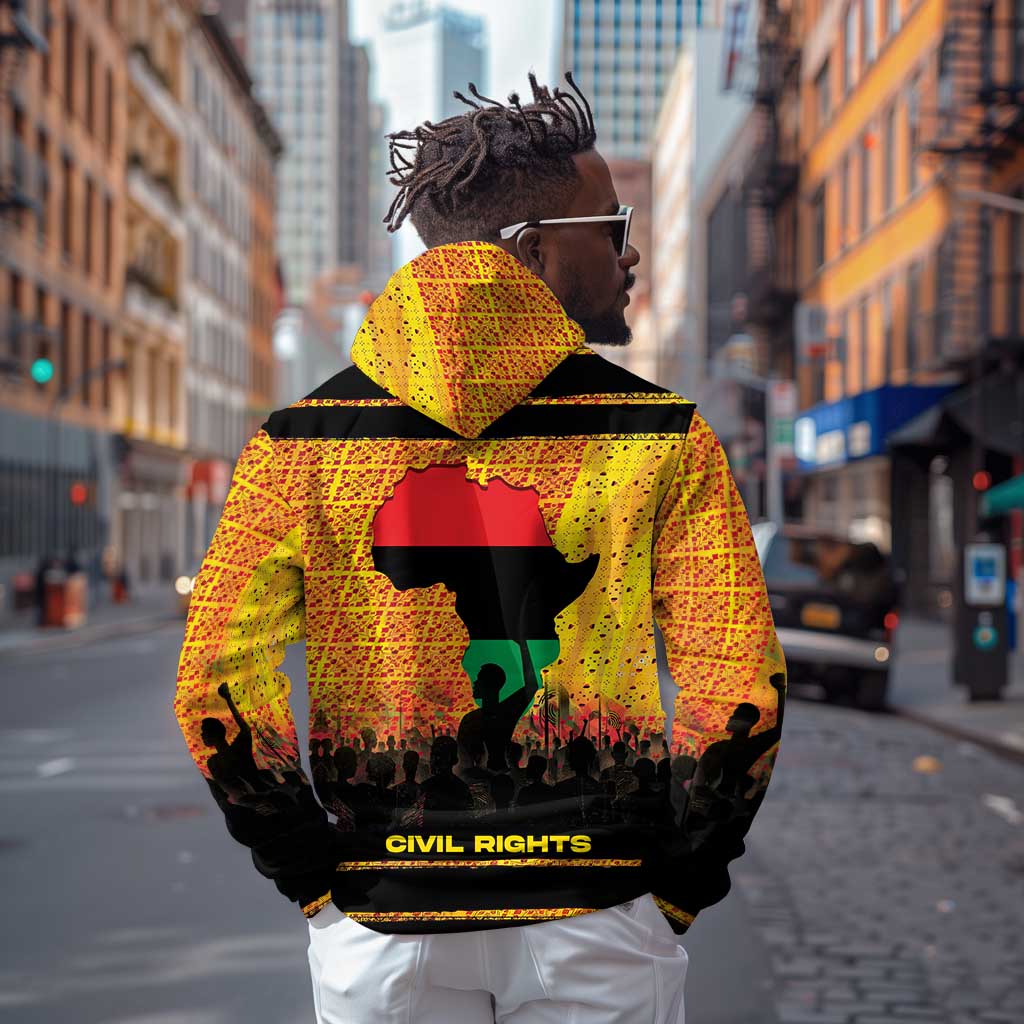 Marcus Garvey Hoodie Yellow African Pattern Design Pan African Flag Civil Rights Movement Tribute - Wonder Print Shop