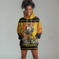 Marcus Garvey Hoodie Dress Yellow African Pattern Design Pan African Flag Civil Rights Movement Tribute - Wonder Print Shop