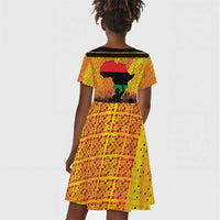 Marcus Garvey Kid Short Sleeve Dress Yellow African Pattern Design Pan African Flag Civil Rights Movement Tribute TS04