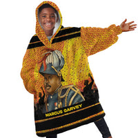 Marcus Garvey Kid Wearable Blanket Hoodie Yellow African Pattern Design Pan African Flag Civil Rights Movement Tribute - Wonder Print Shop