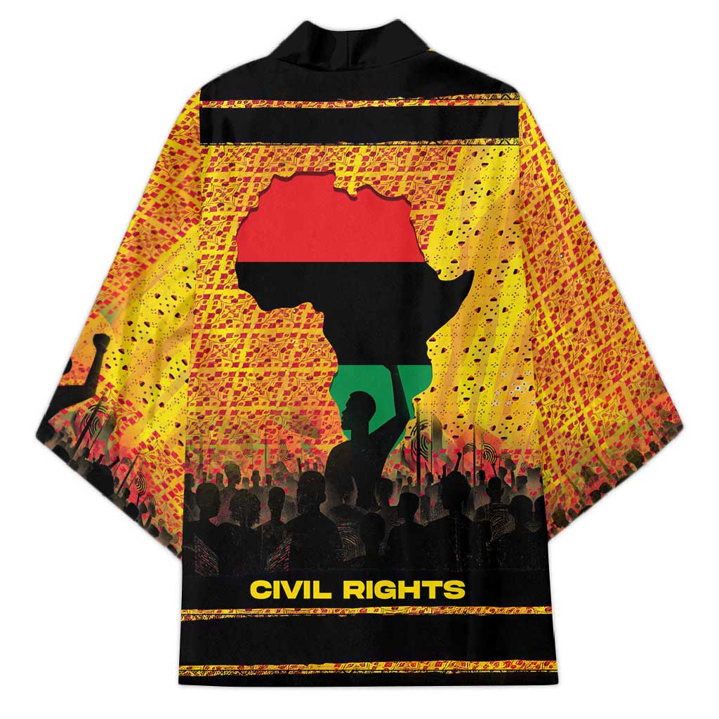 Marcus Garvey Kimono Yellow African Pattern Design Pan African Flag Civil Rights Movement Tribute - Wonder Print Shop