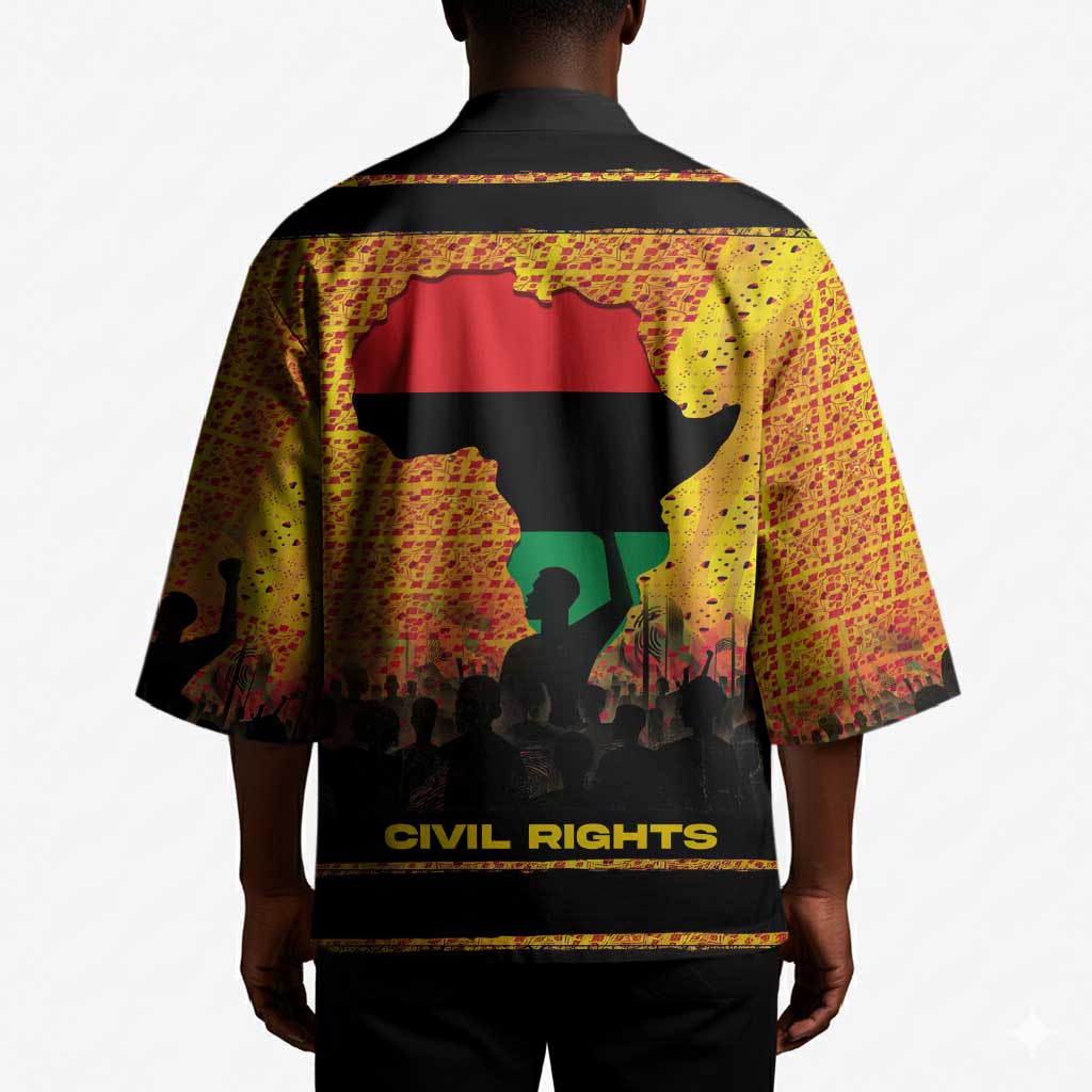 Marcus Garvey Kimono Yellow African Pattern Design Pan African Flag Civil Rights Movement Tribute - Wonder Print Shop