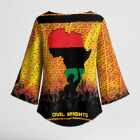 Marcus Garvey Kimono Sleeve Blouse Yellow African Pattern Design Pan African Flag Civil Rights Movement Tribute - Wonder Print Shop