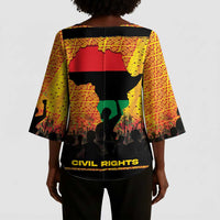 Marcus Garvey Kimono Sleeve Blouse Yellow African Pattern Design Pan African Flag Civil Rights Movement Tribute - Wonder Print Shop