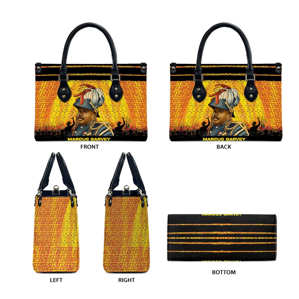 Marcus Garvey Leather Bag Yellow African Pattern Design Pan African Flag Civil Rights Movement Tribute - Wonder Print Shop