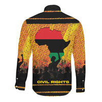 Marcus Garvey Long Sleeve Button Shirt Yellow African Pattern Design Pan African Flag Civil Rights Movement Tribute - Wonder Print Shop