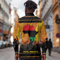 Marcus Garvey Long Sleeve Button Shirt Yellow African Pattern Design Pan African Flag Civil Rights Movement Tribute - Wonder Print Shop
