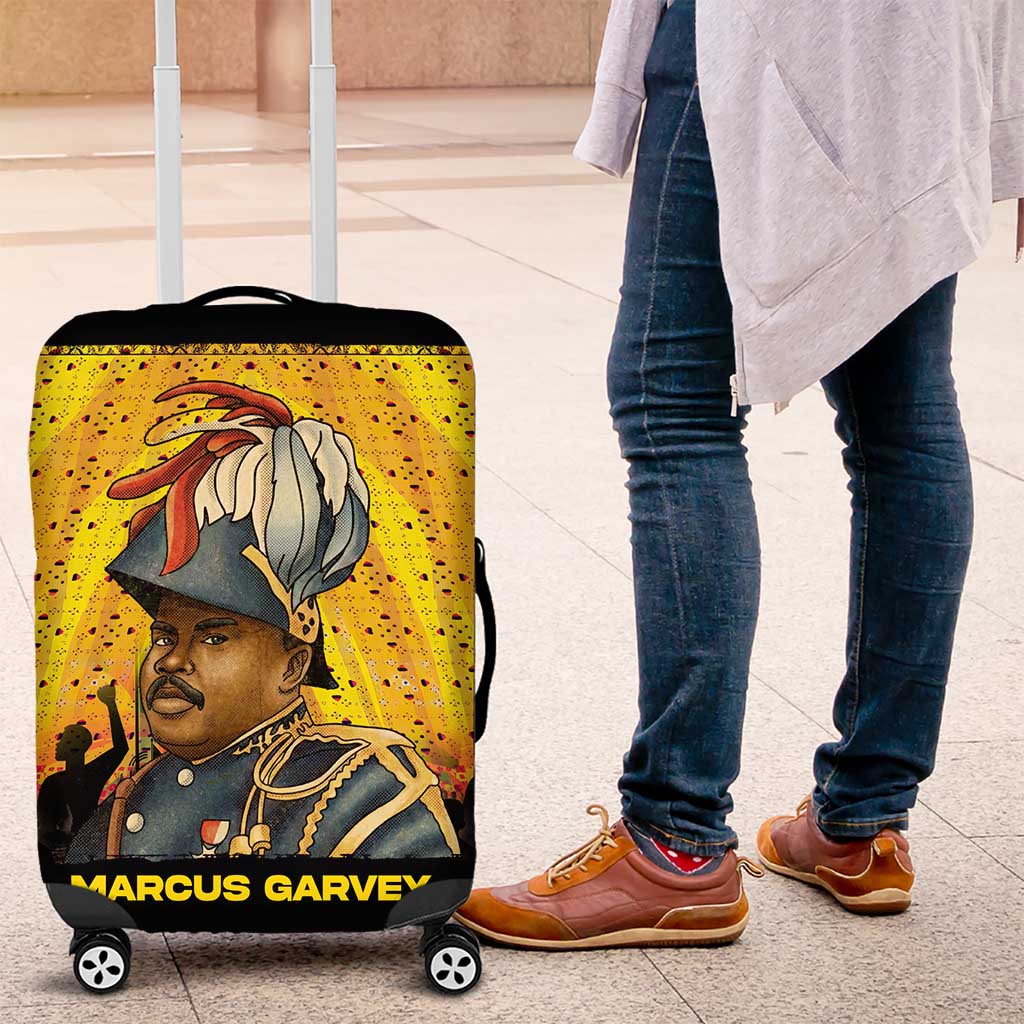 Marcus Garvey Luggage Cover Yellow African Pattern Design Pan African Flag Civil Rights Movement Tribute - Wonder Print Shop