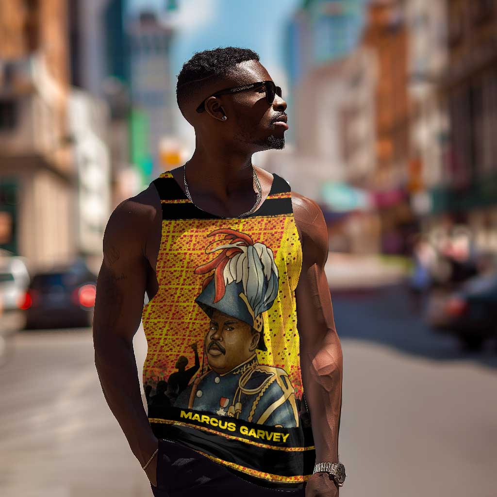Marcus Garvey Men Tank Top Yellow African Pattern Design Pan African Flag Civil Rights Movement Tribute - Wonder Print Shop