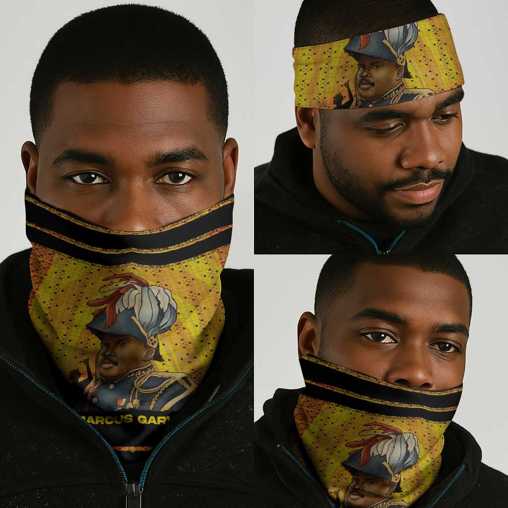 Marcus Garvey Neck Gaiter Yellow African Pattern Design Pan African Flag Civil Rights Movement Tribute - Wonder Print Shop