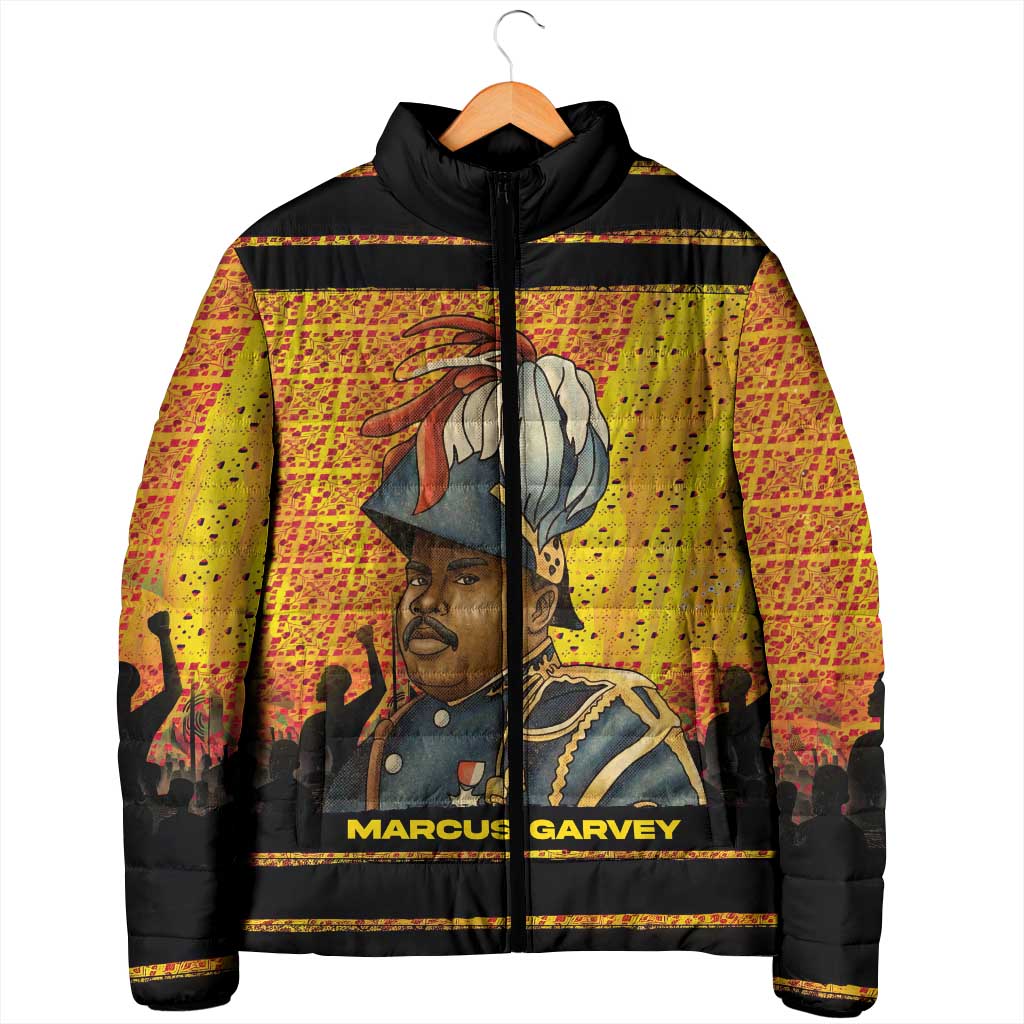 Marcus Garvey Padded Jacket Yellow African Pattern Design Pan African Flag Civil Rights Movement Tribute - Wonder Print Shop