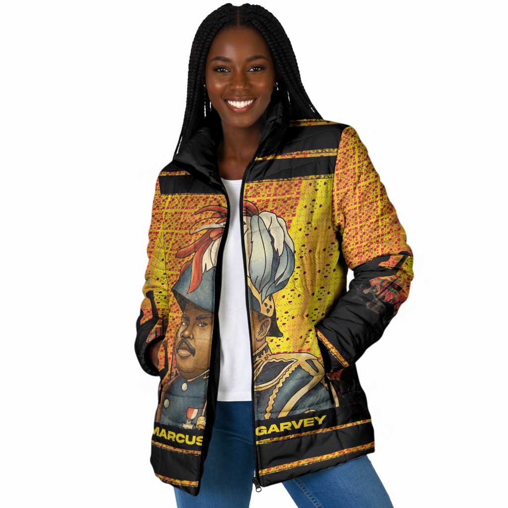 Marcus Garvey Padded Jacket Yellow African Pattern Design Pan African Flag Civil Rights Movement Tribute - Wonder Print Shop