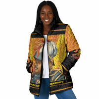 Marcus Garvey Padded Jacket Yellow African Pattern Design Pan African Flag Civil Rights Movement Tribute - Wonder Print Shop