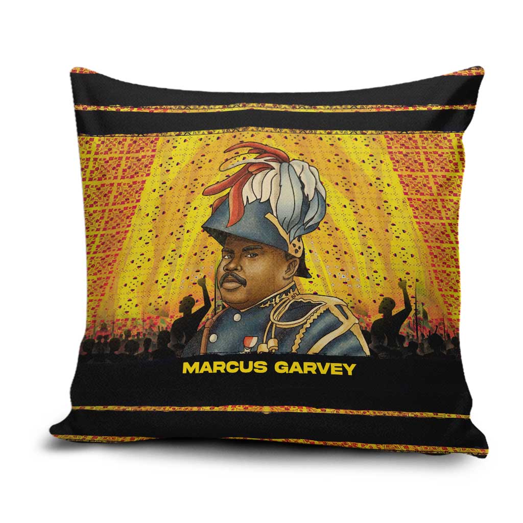 Marcus Garvey Pillow Cover Yellow African Pattern Design Pan African Flag Civil Rights Movement Tribute - Wonder Print Shop