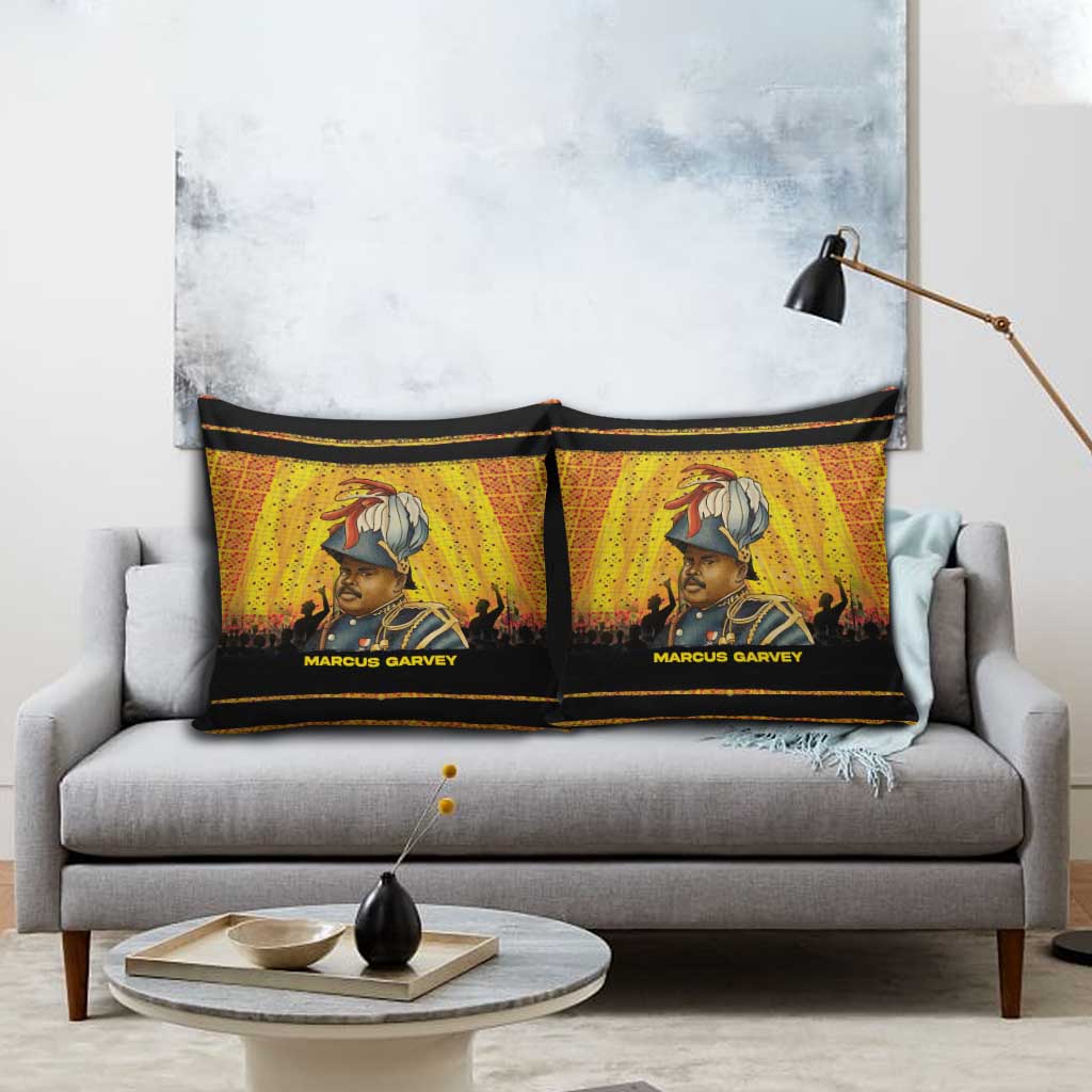 Marcus Garvey Pillow Cover Yellow African Pattern Design Pan African Flag Civil Rights Movement Tribute - Wonder Print Shop