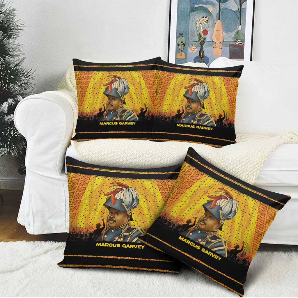 Marcus Garvey Pillow Cover Yellow African Pattern Design Pan African Flag Civil Rights Movement Tribute - Wonder Print Shop