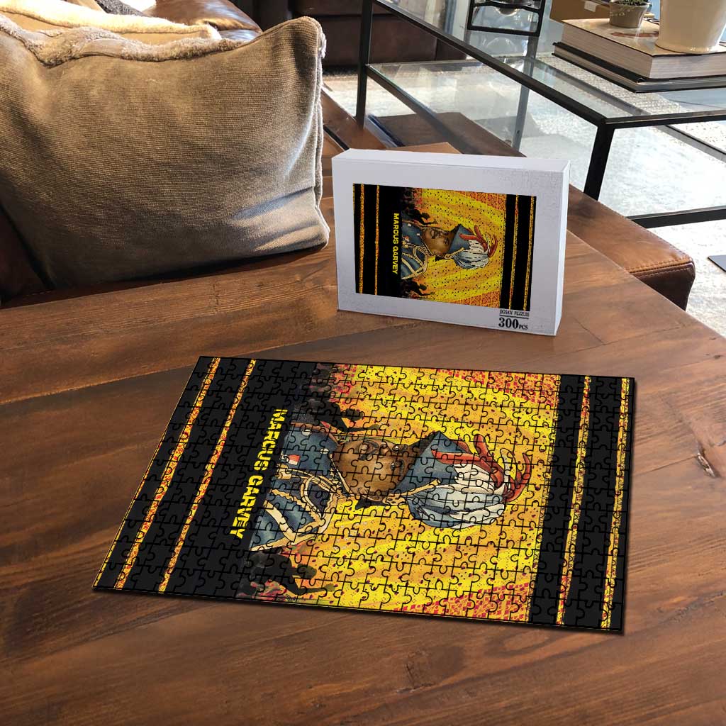 Marcus Garvey Puzzle Yellow African Pattern Design Pan African Flag Civil Rights Movement Tribute - Wonder Print Shop