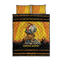 Marcus Garvey Quilt Bed Set Yellow African Pattern Design Pan African Flag Civil Rights Movement Tribute - Wonder Print Shop